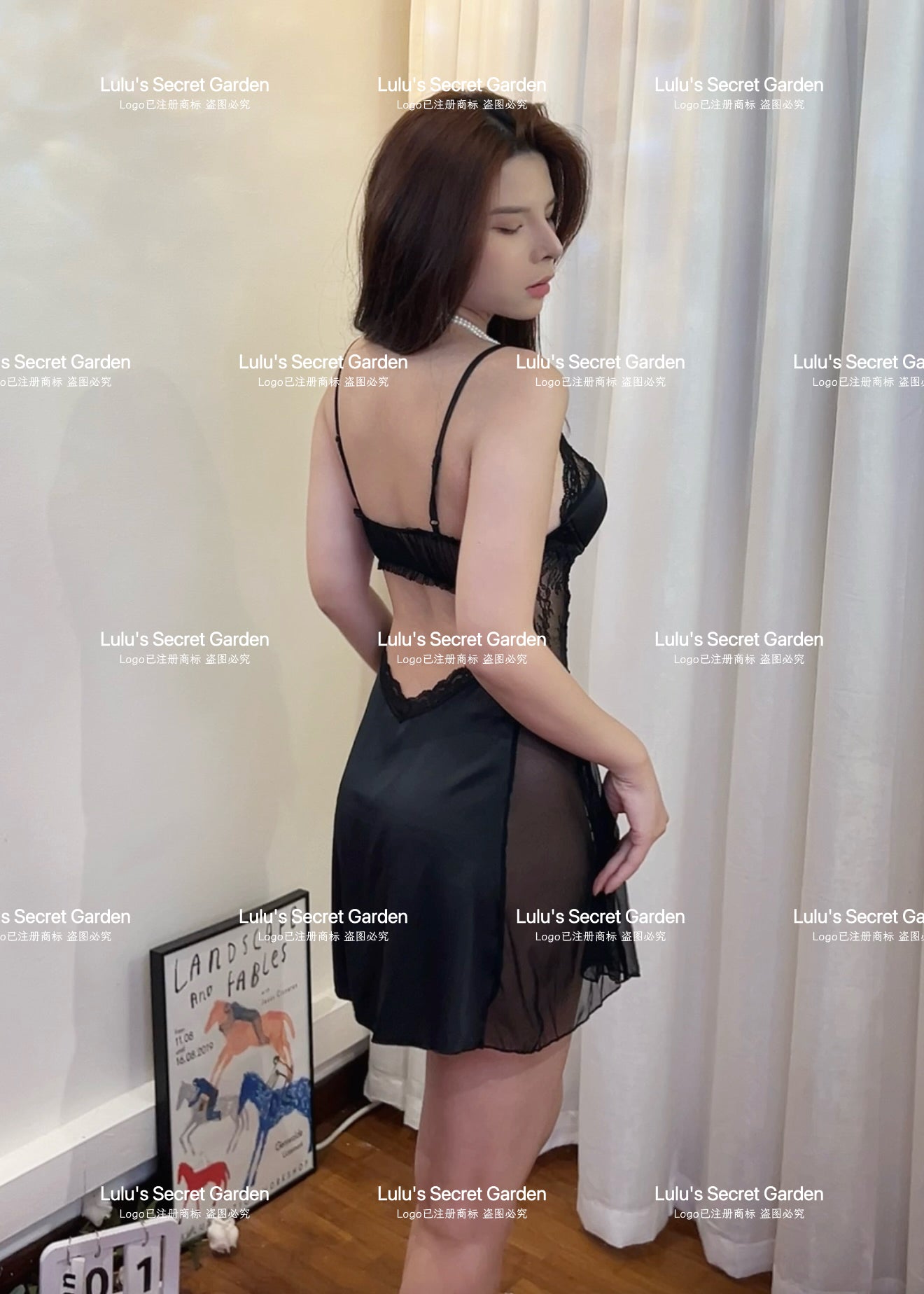 LULU 1156 - Sweet lace-trimmed passionate silk satin slip dress with built-in bra pads – hot and alluring home & date nightwear