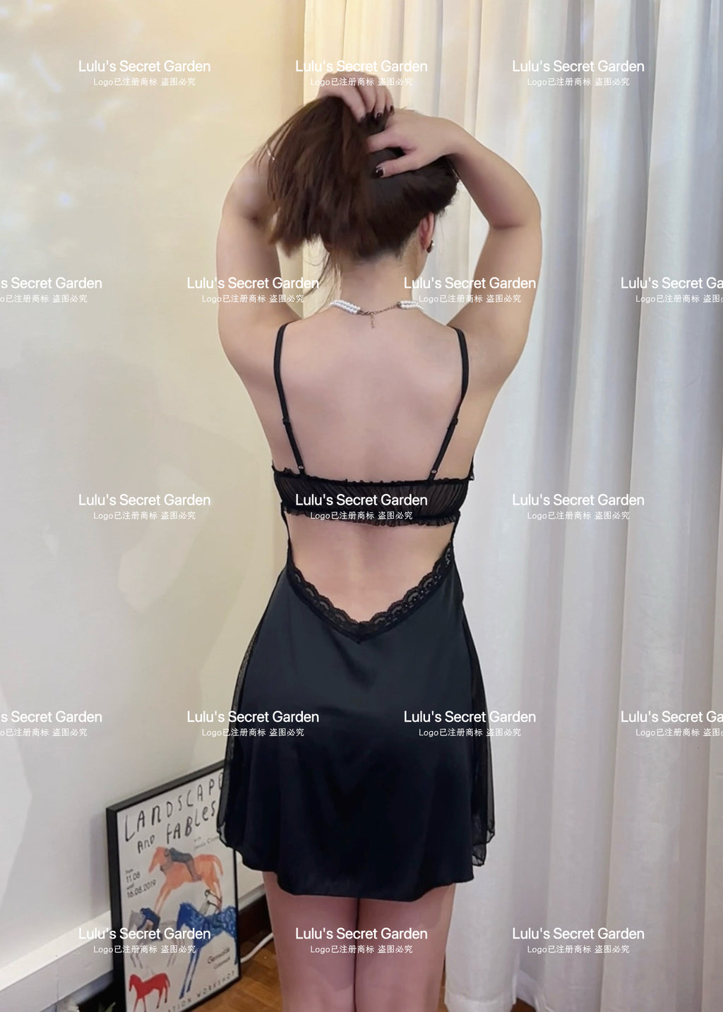 LULU 1156 - Sweet lace-trimmed passionate silk satin slip dress with built-in bra pads – hot and alluring home & date nightwear