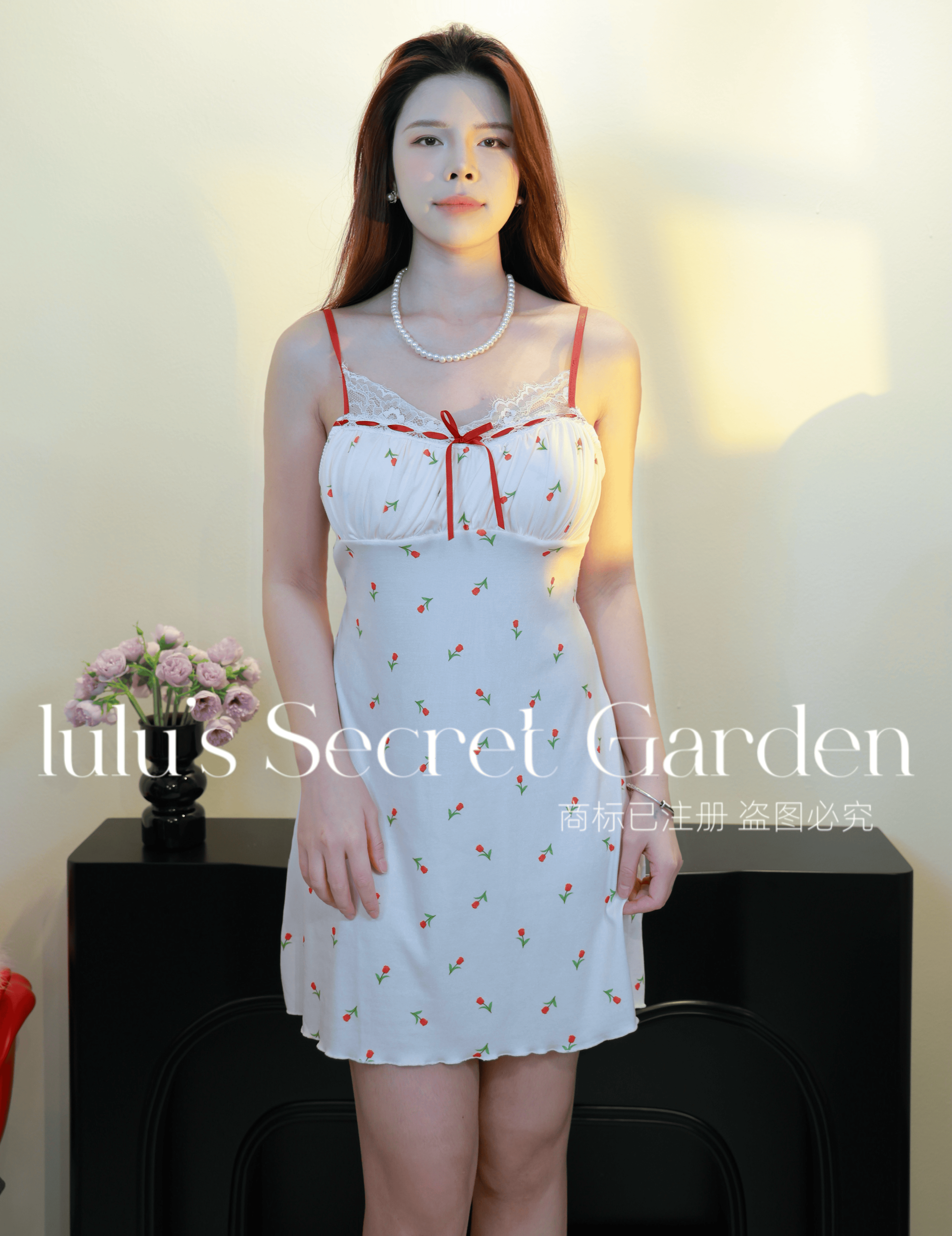 LULU 1131-Brand Sexy Lingerie Set – Padded Floral Ice Silk Camisole Dress for Plus Size Women, Sweet & Seductive Style