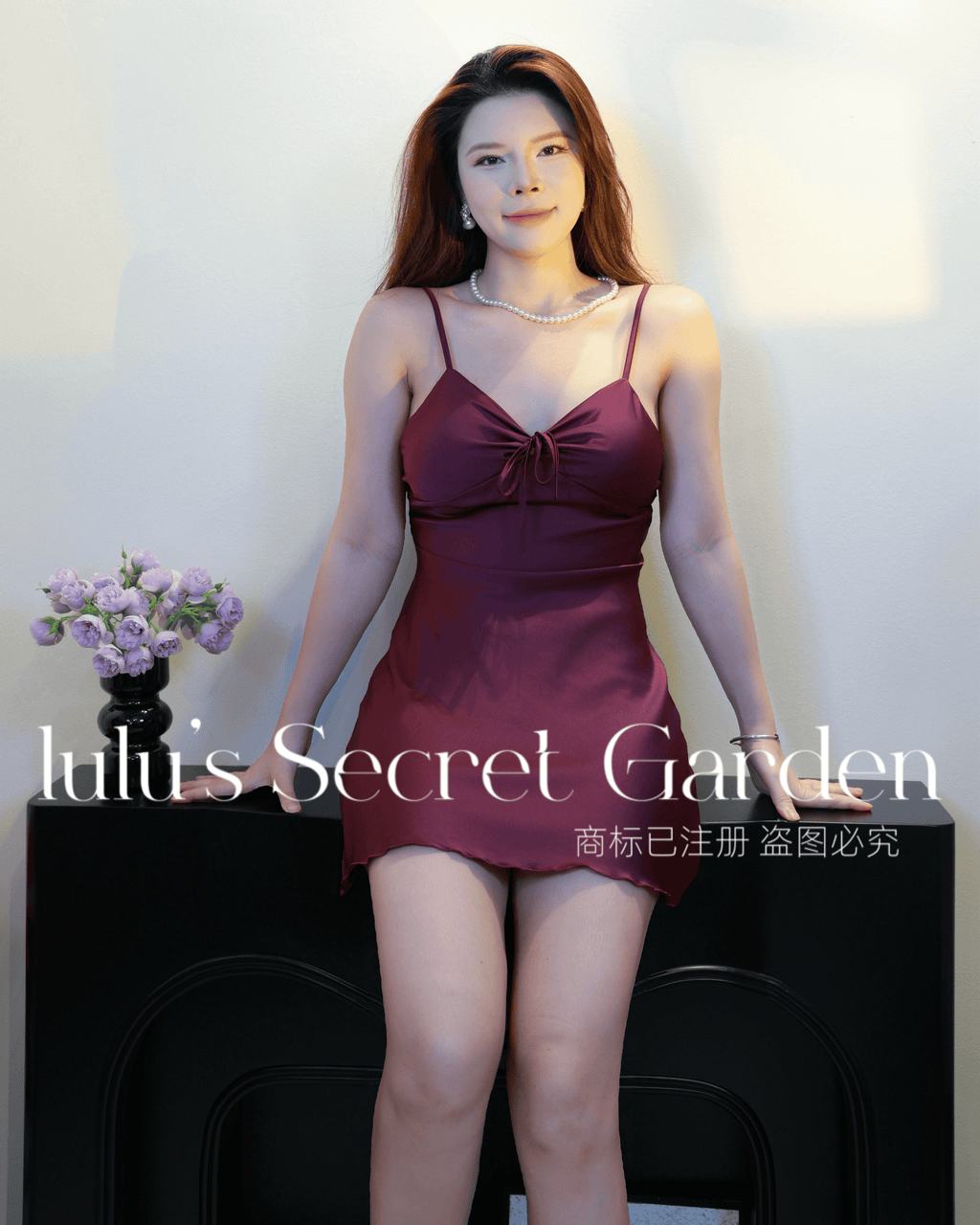 LULU 1035 - Ultra-A-line Hem Silky Satin Camisole Sexy Slim Fit Nightdress with Padded Bra