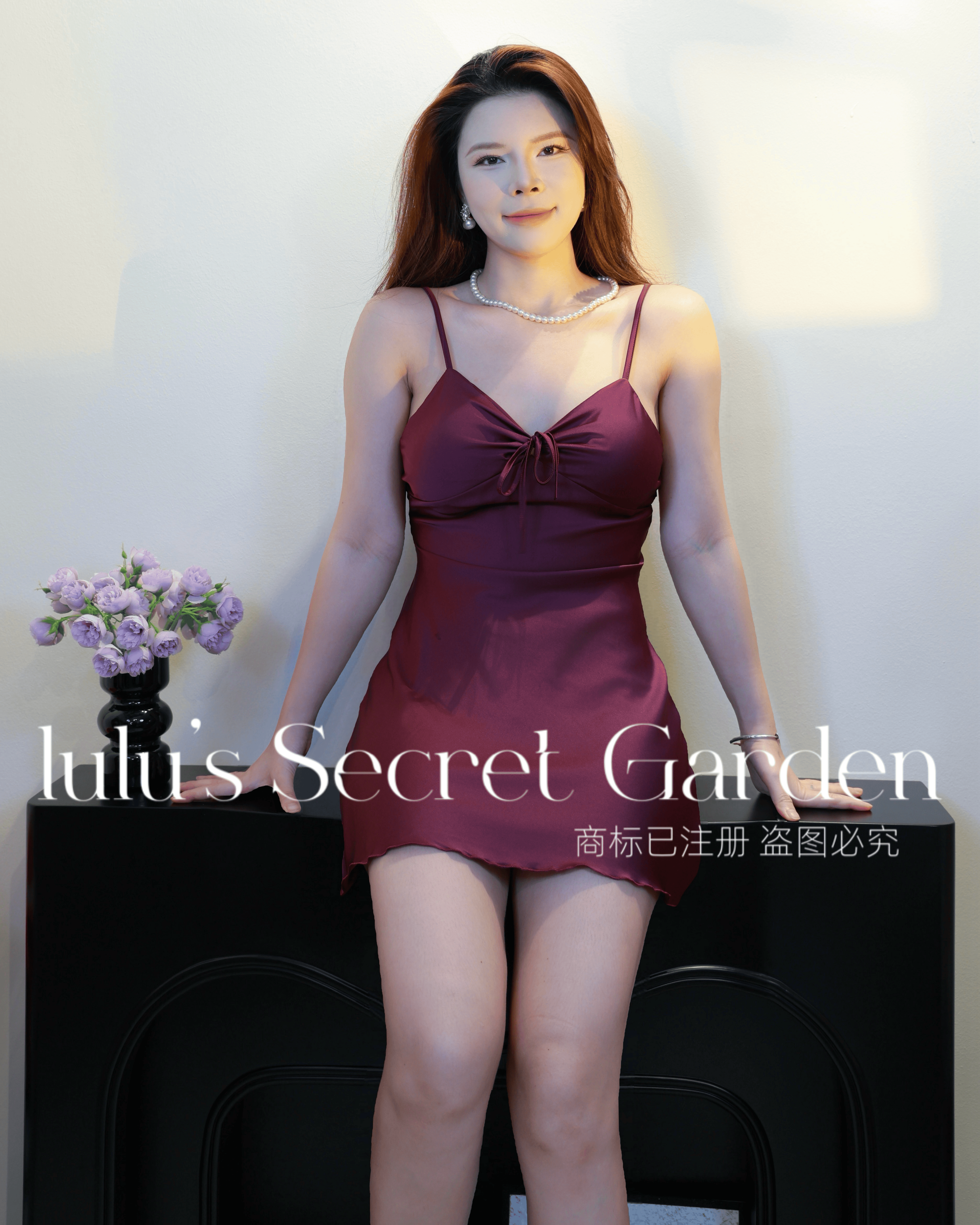 LULU 1035 - Ultra-A-line Hem Silky Satin Camisole Sexy Slim Fit Nightdress with Padded Bra