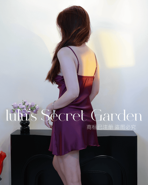 LULU 1035 - Ultra-A-line Hem Silky Satin Camisole Sexy Slim Fit Nightdress with Padded Bra