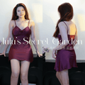 LULU 1035 - Ultra-A-line Hem Silky Satin Camisole Sexy Slim Fit Nightdress with Padded Bra