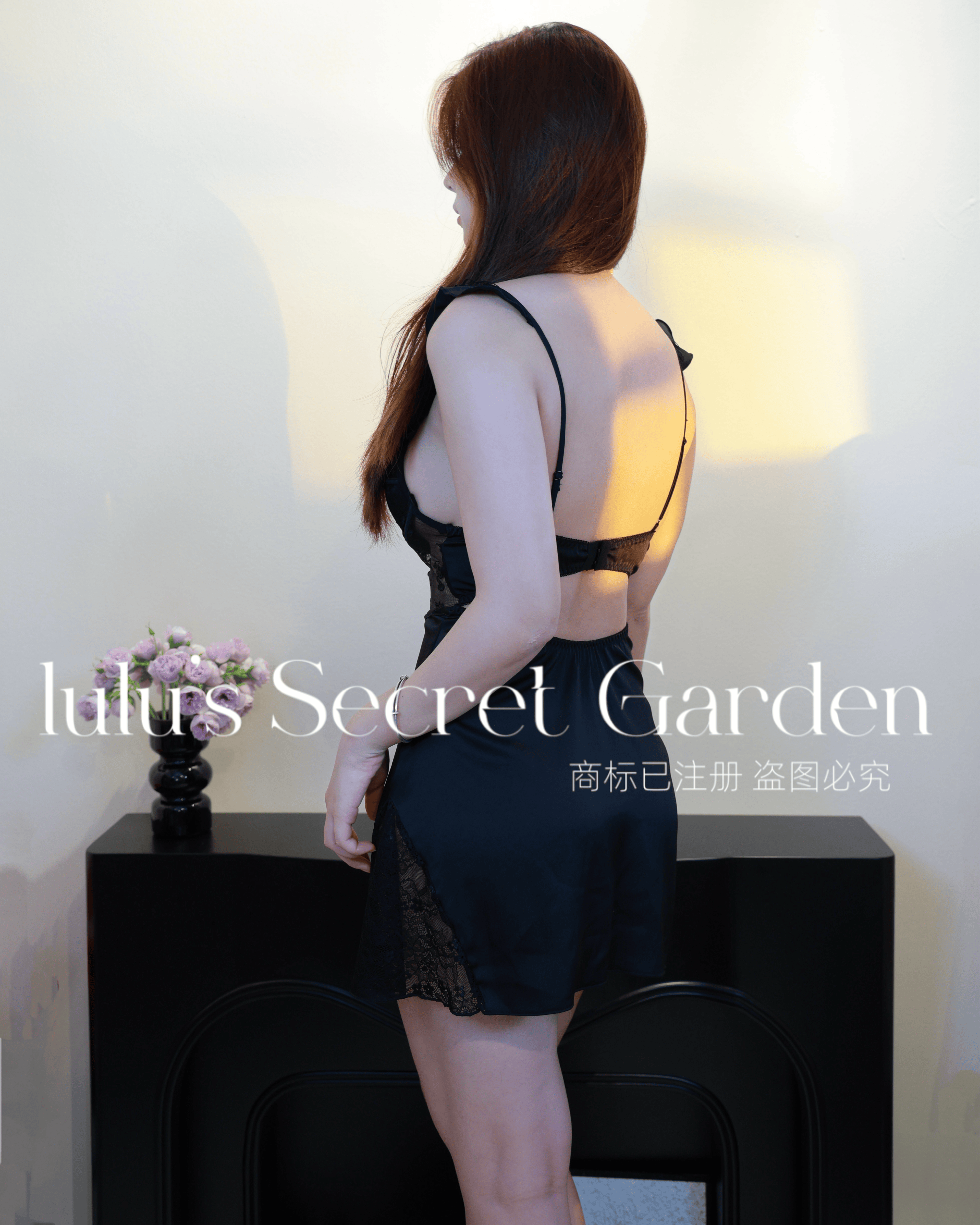 LULU 1064-Pure & Sexy Goddess Homewear Sheer Pearl-Embellished Built-in Bra Camisole Deep V-Neck Date Night Lingerie Dress"
