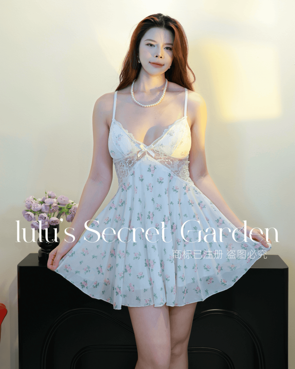 LULU 1159 - Hot Deep V Removable Padding Lingerie Plus Size Luxe Sheer Mesh Sexy Home Nightdress