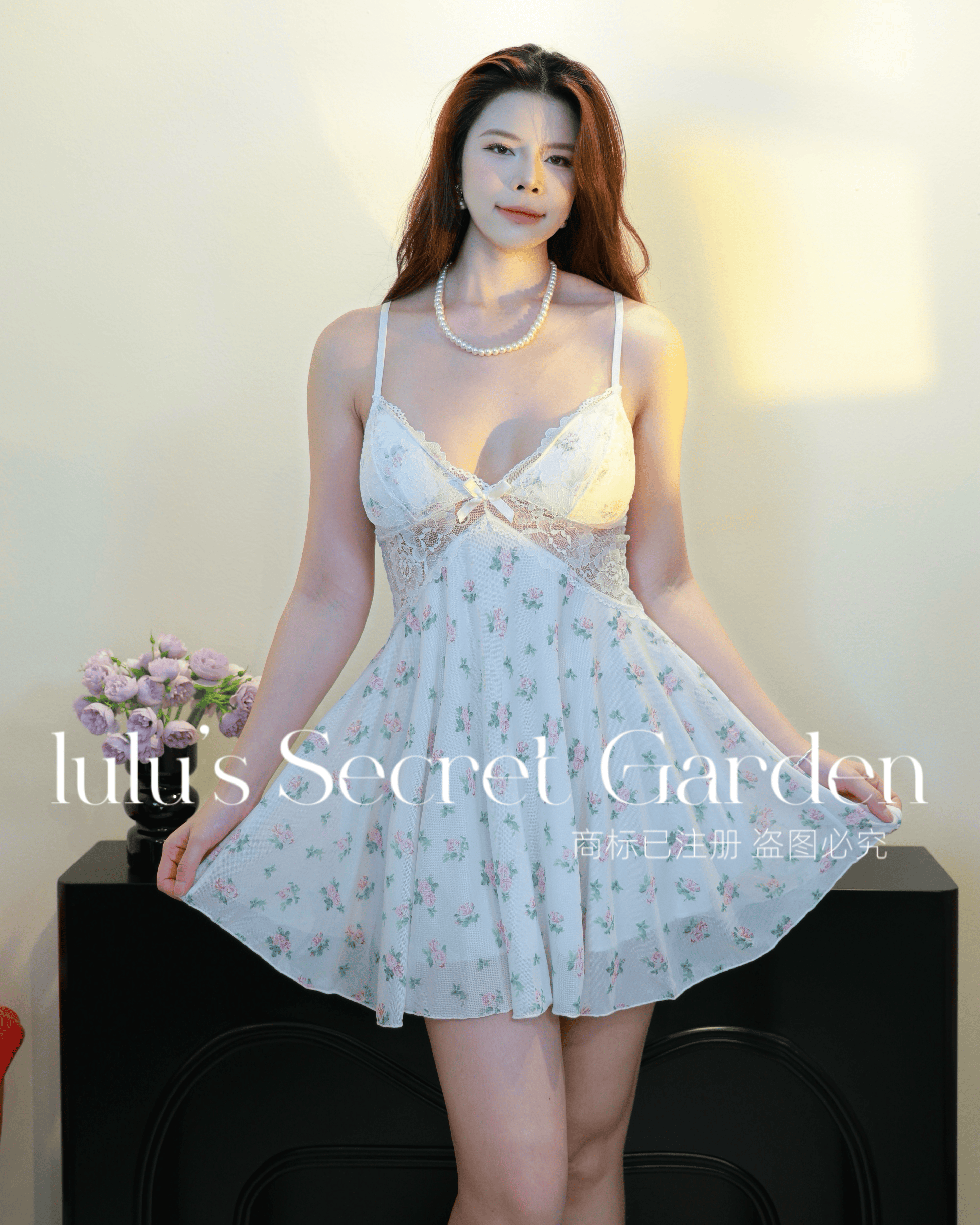 LULU 1159 - Hot Deep V Removable Padding Lingerie Plus Size Luxe Sheer Mesh Sexy Home Nightdress