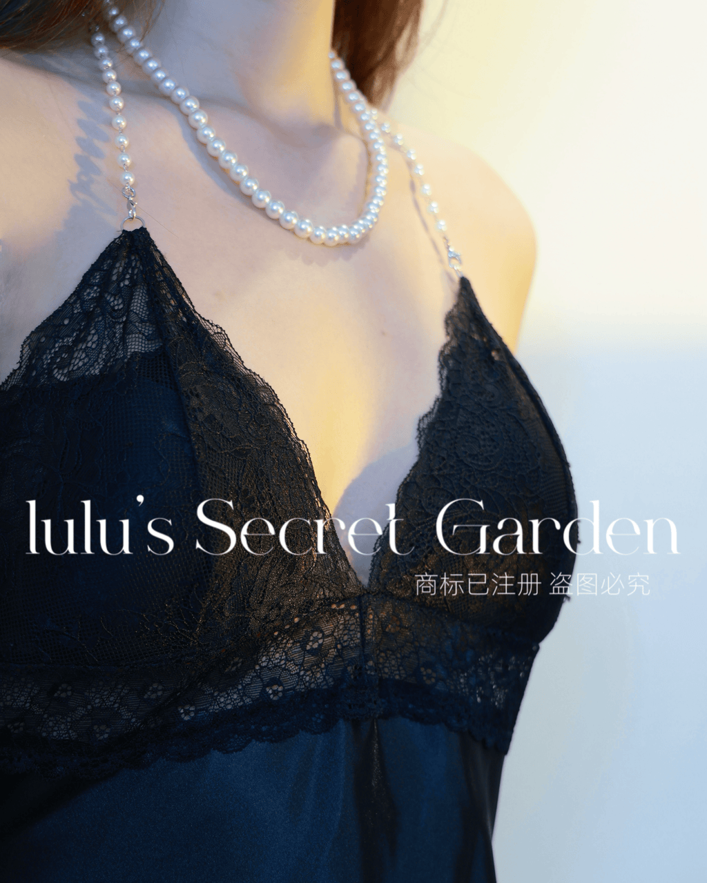 LULU 1075-Sexy Backless Nightdress with Built-in Bra, Pearl Strap Halter, Women's Loungewear & Date Night Sleepwear