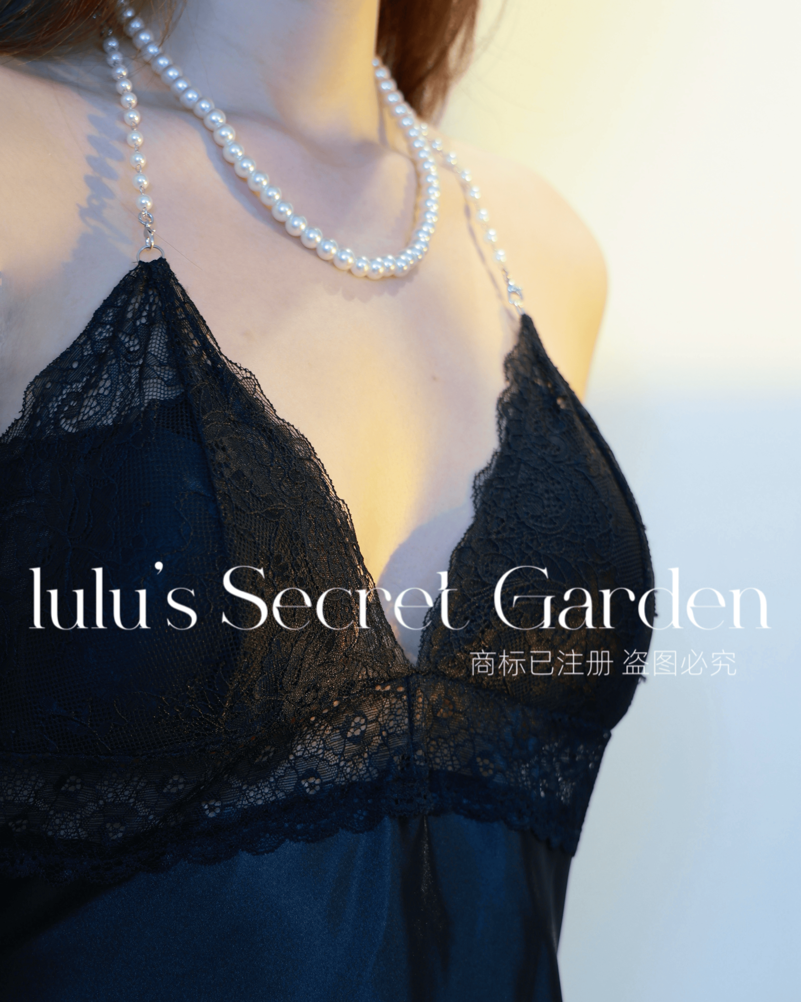 LULU 1075-Sexy Backless Nightdress with Built-in Bra, Pearl Strap Halter, Women's Loungewear & Date Night Sleepwear
