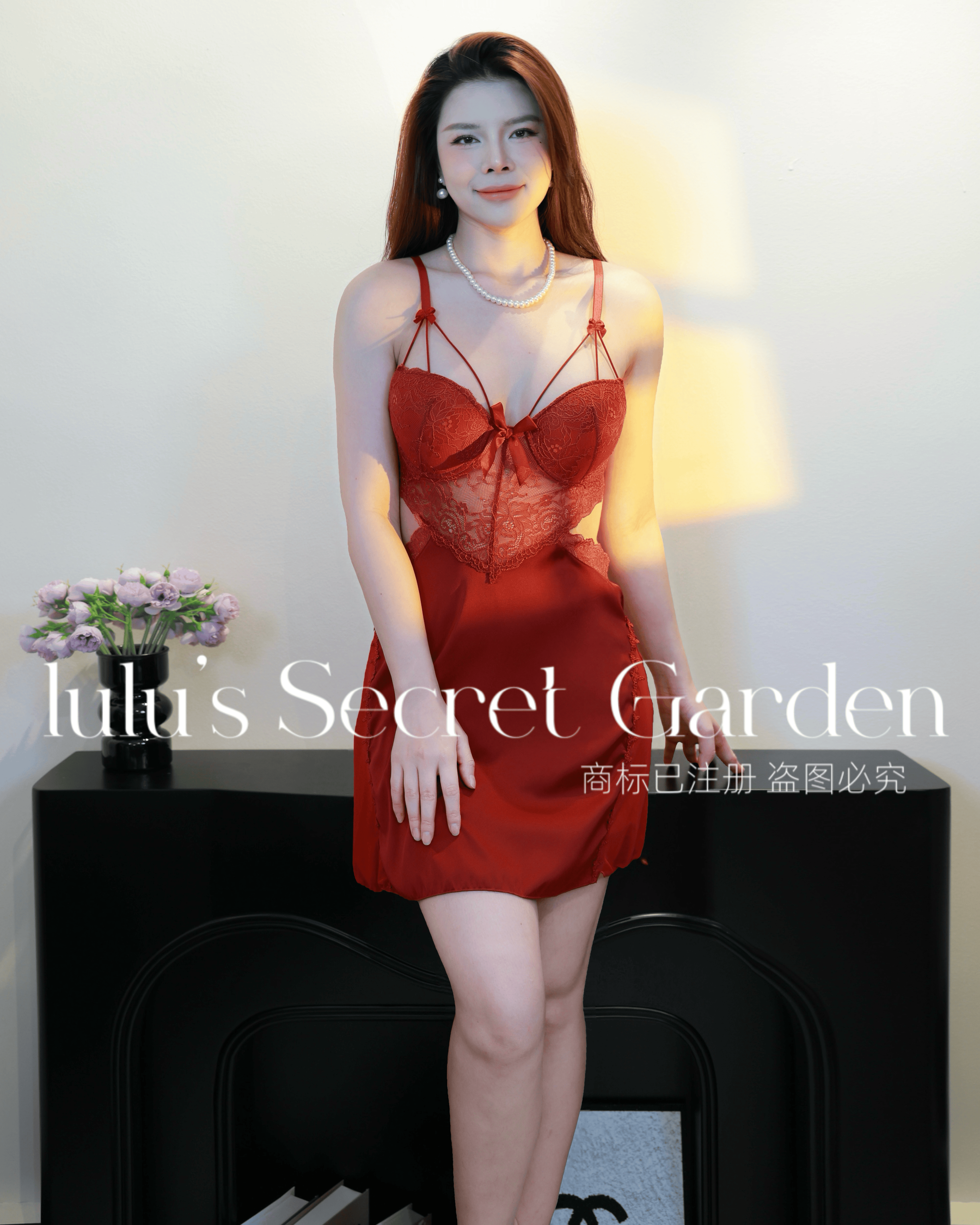 LULU 1012-Sexy Lace Underwire Push-Up Backless Padded Cami Nightdress Comfort Sleeveless