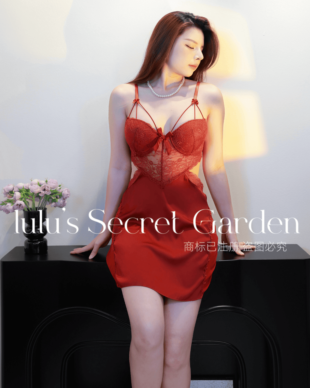 LULU 1012-Sexy Lace Underwire Push-Up Backless Padded Cami Nightdress Comfort Sleeveless