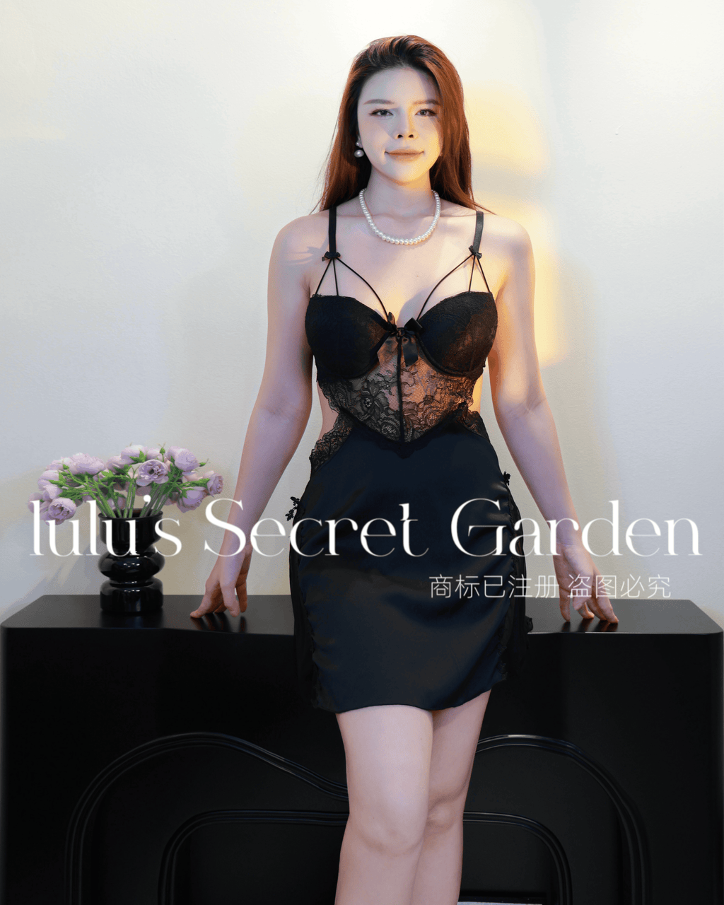 LULU 1012-Sexy Lace Underwire Push-Up Backless Padded Cami Nightdress Comfort Sleeveless