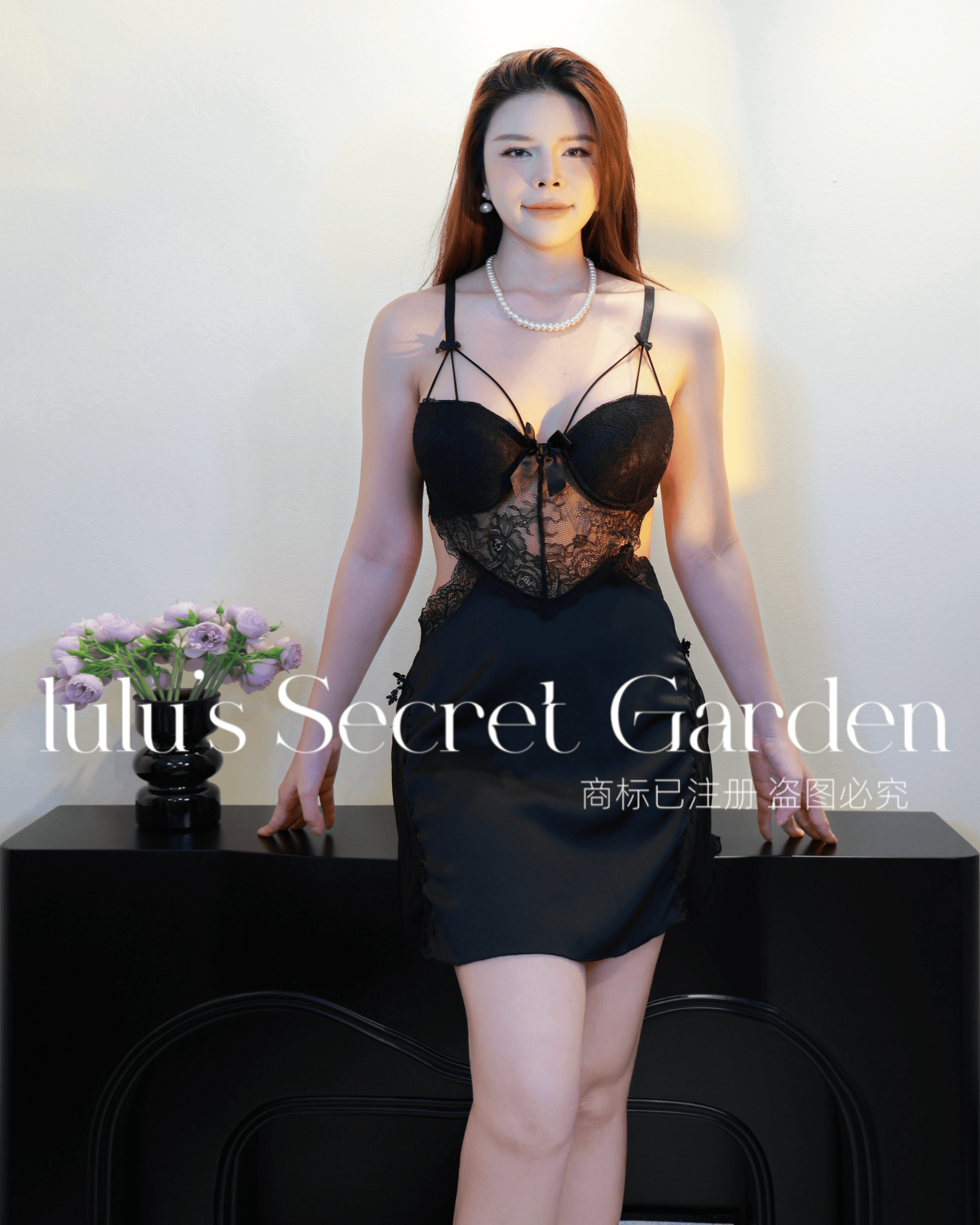 LULU 1012-Sexy Lace Underwire Push-Up Backless Padded Cami Nightdress Comfort Sleeveless