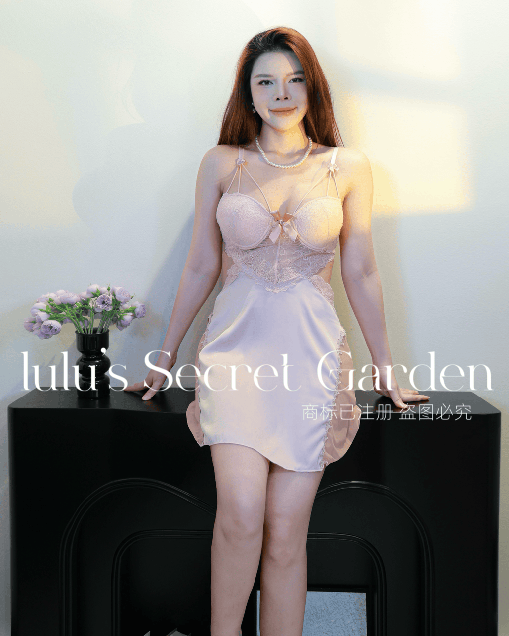 LULU 1012-Sexy Lace Underwire Push-Up Backless Padded Cami Nightdress Comfort Sleeveless
