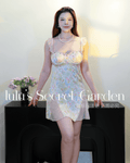 LULU 1160 - sweet flutter sleeve sexy backless nightdress with built-in padding, made of silky ice fabric for a comfortable home look